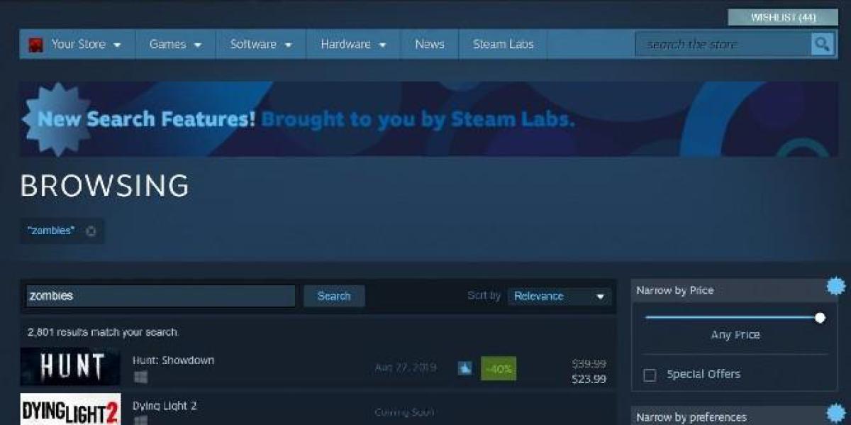A pesquisa do Steam recebe melhorias muito necessárias