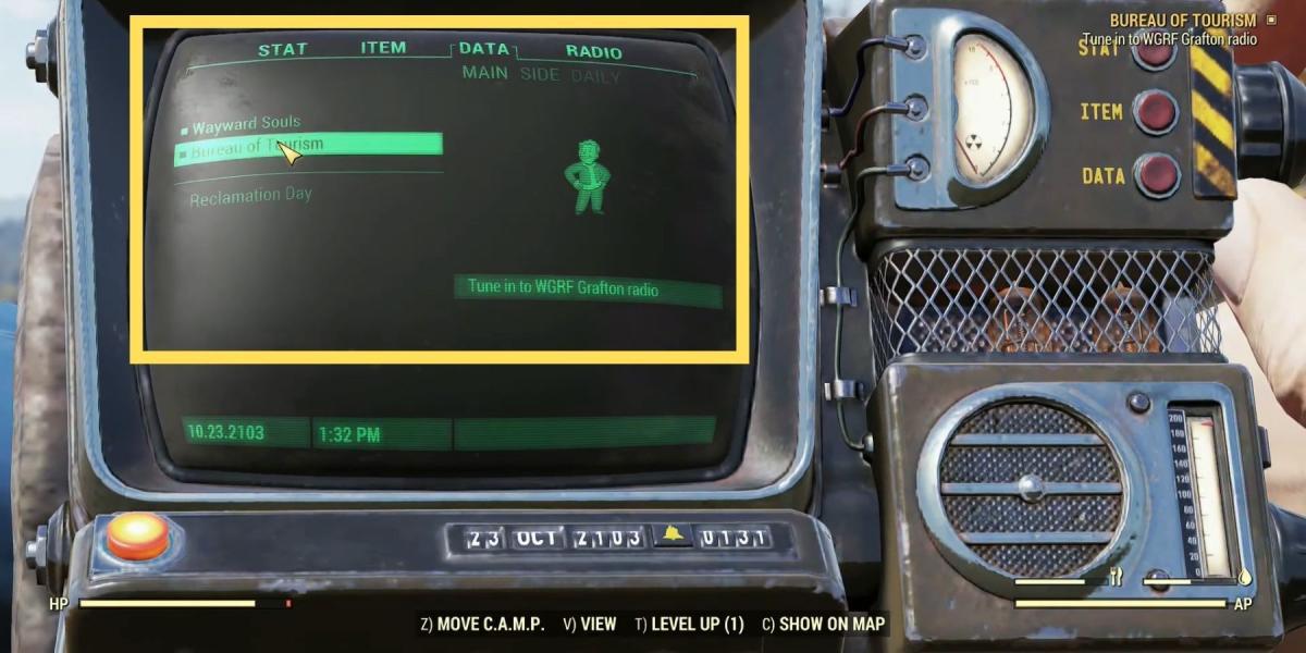 imagem mostrando missões em pip-boy em fallout 76.