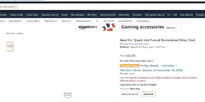 Amazon UK lista Need For Speed: Hot Pursuit Remaster