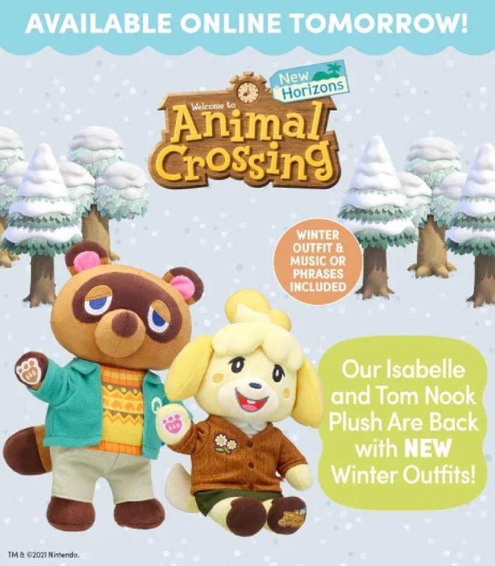 Animal Crossing Build-A-Bear Plushes com opções de roupas de inverno