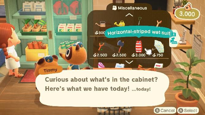 Animal Crossing: New Horizons adicionando trajes molhados ao Nook s Cranny