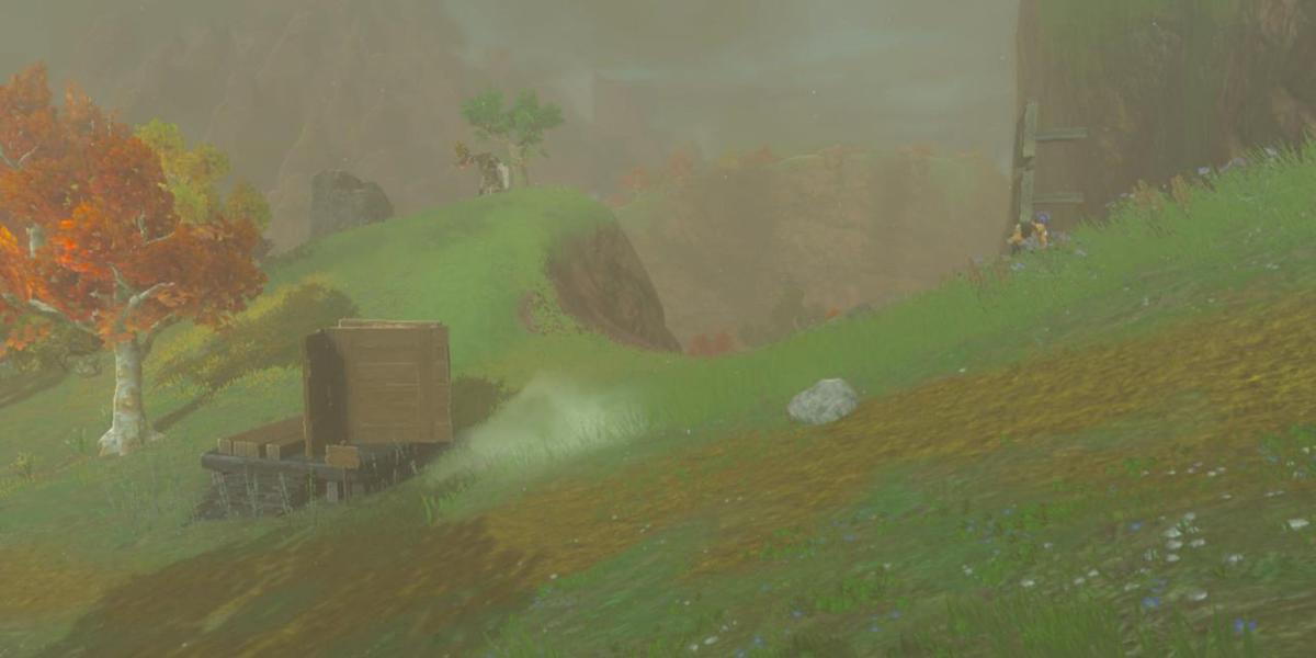 Zelda Tears Of The Kingdom - Addison em pé ao lado de alguns materiais de construção