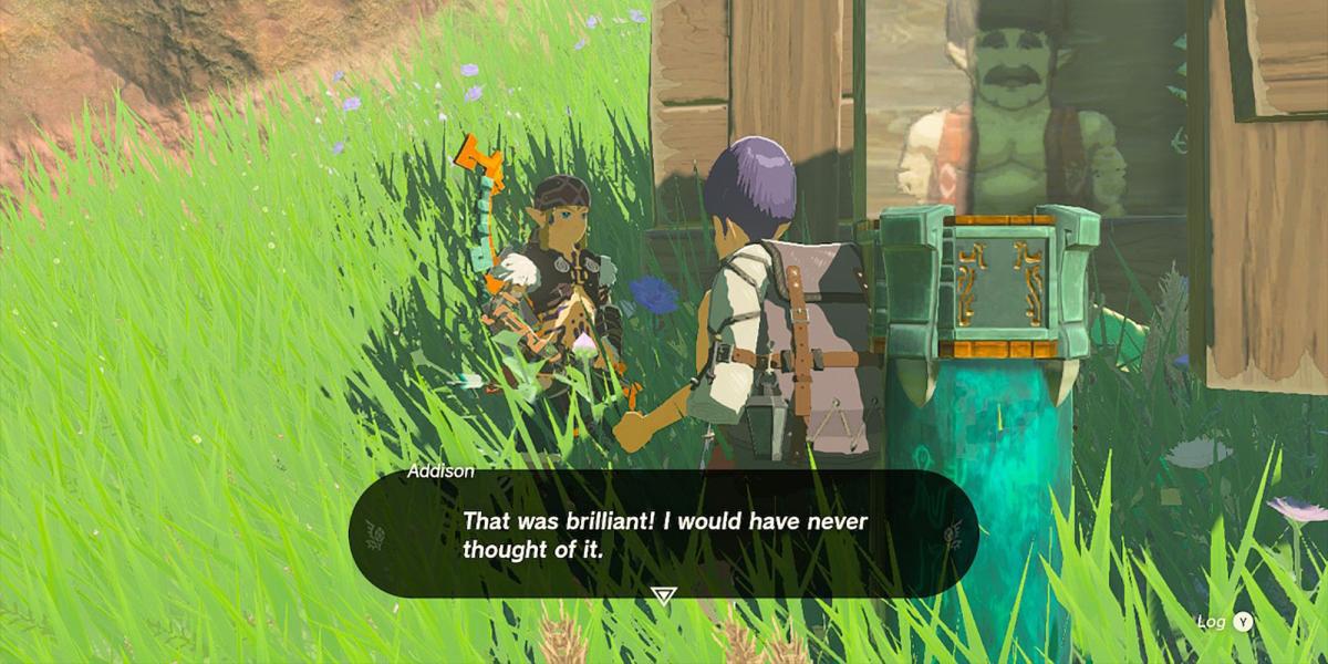 Zelda Tears Of The Kingdom - Addison elogiando as habilidades de construção de Link