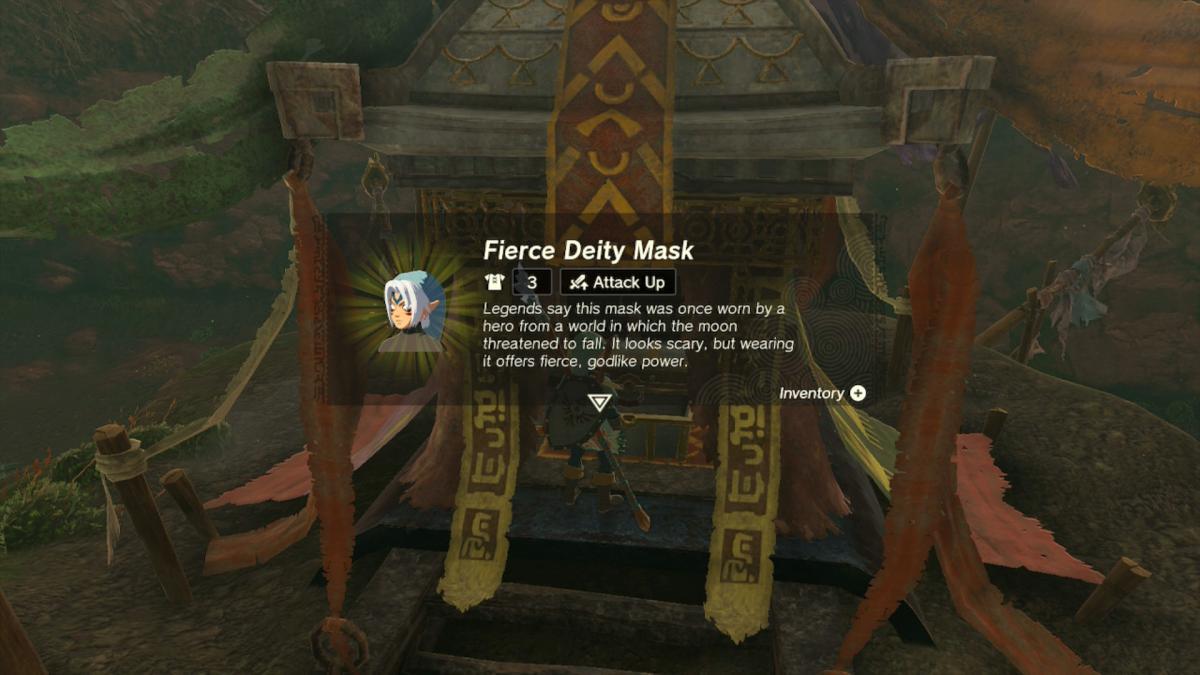 zelda lágrimas do reino conjunto de armadura de divindade feroz máscara de tesouro misko