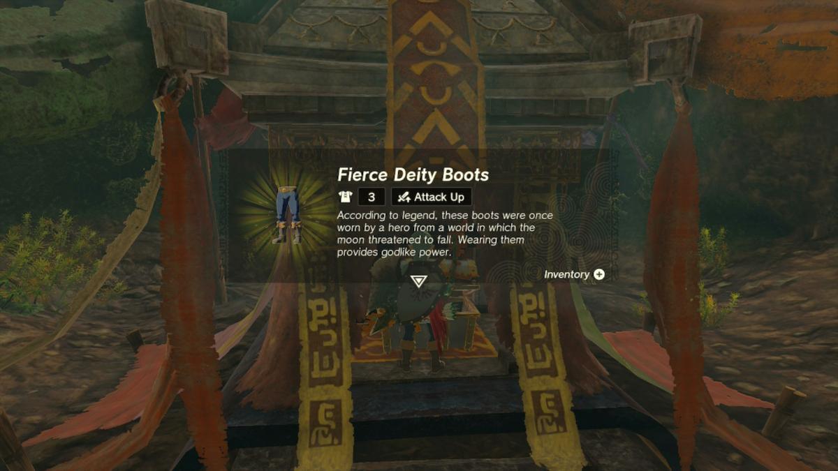 zelda lágrimas do reino conjunto de armadura de deidade feroz misko botas de tesouro