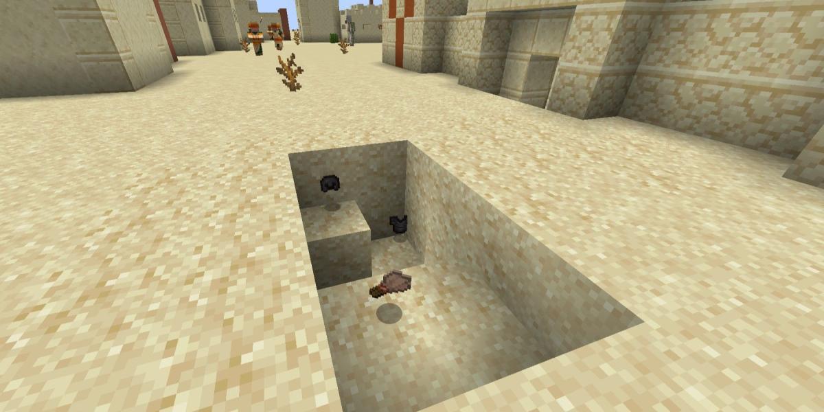 Armadura de Minecraft sob a areia