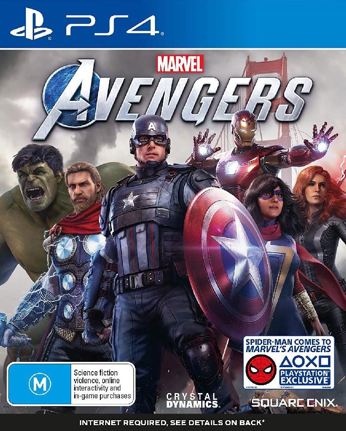 Arte da caixa de Marvel s Avengers PS4 tem adesivo do Homem-Aranha