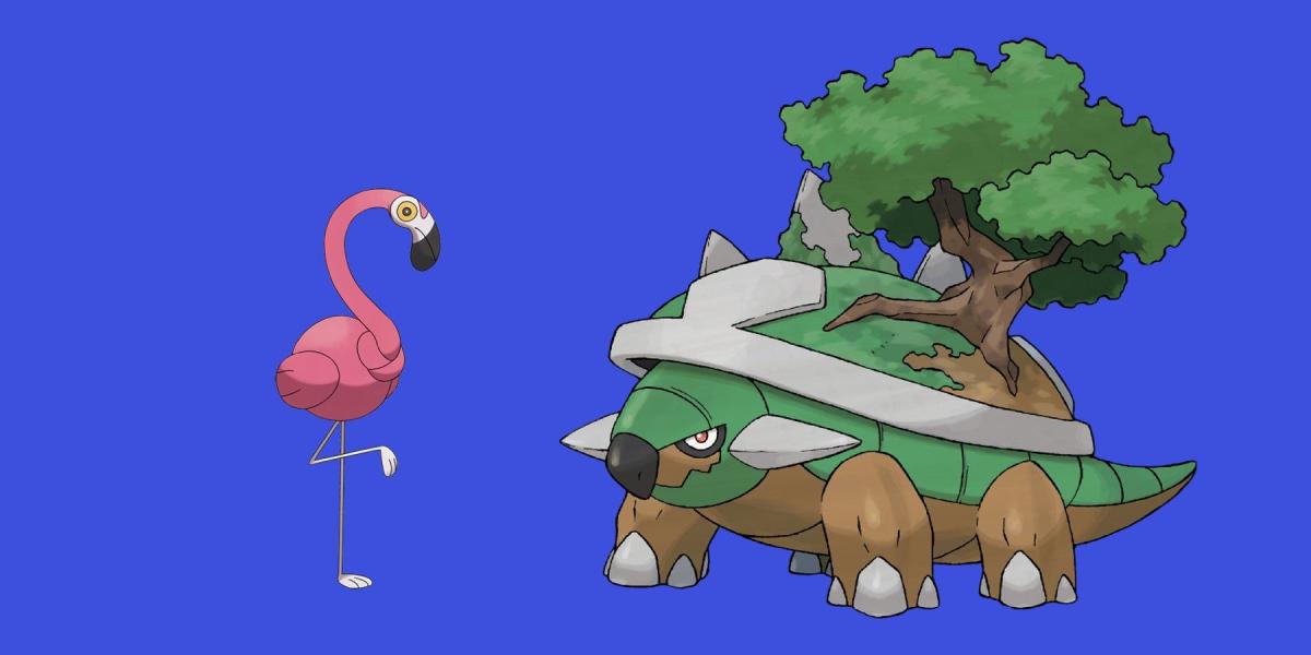 Artista cria impressionante fusão de Flamigo e Torterra em arte Pokémon