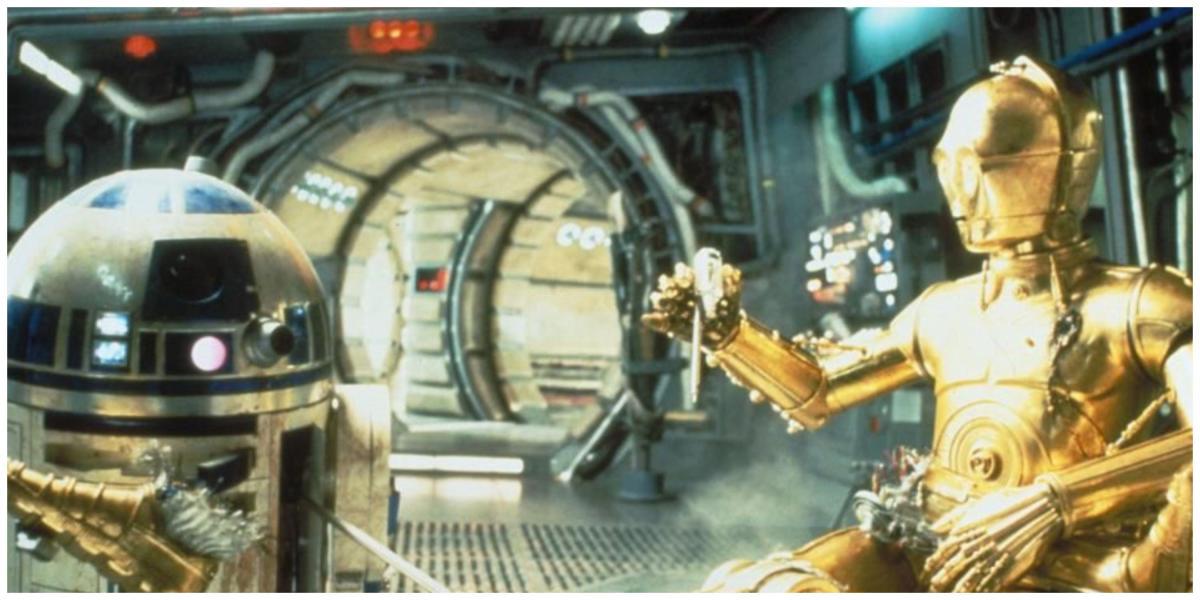 C-3PO e R2D2 na trilogia original de Star Wars