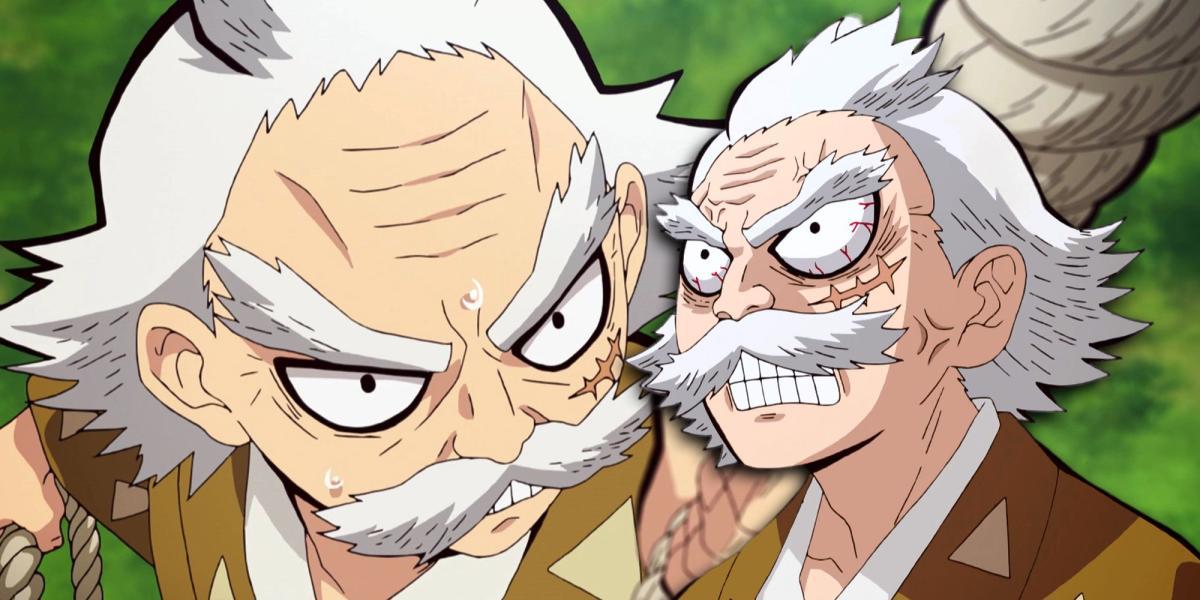 Demon Slayer - Jigoro tentando derrubar Zenitsu da árvore