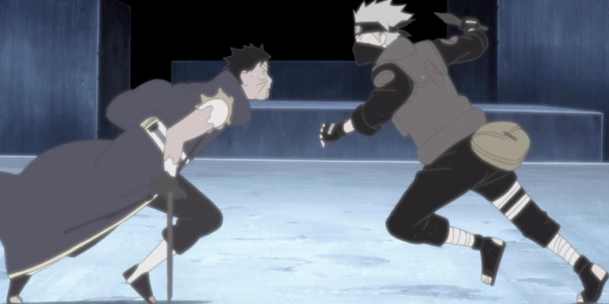 Naruto Obito e Kakashi lutam na dimensão Kamui