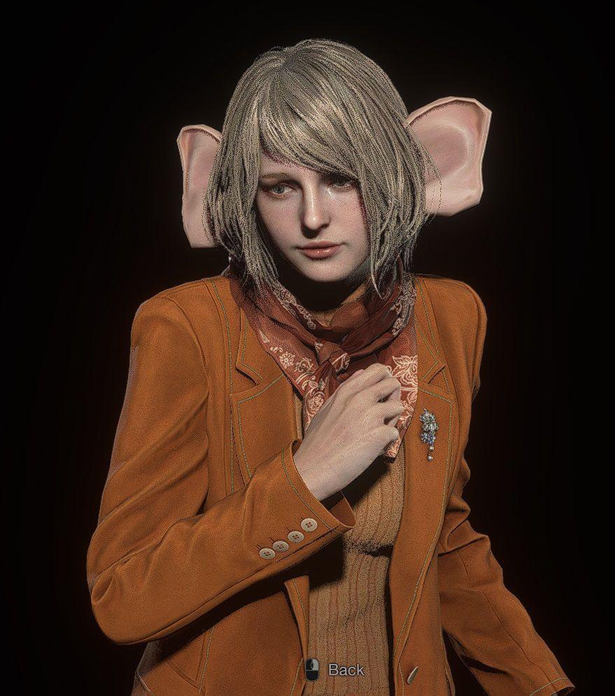 Imagem do remake de Resident Evil 4 mostrando Ashley Graham com orelhas enormes.