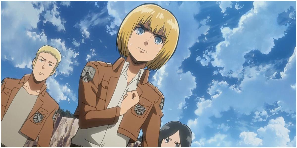 Armin saudando no anime.