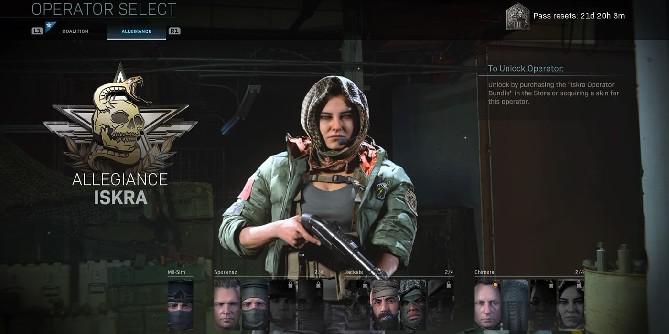 Atualização de Call of Duty: Modern Warfare e Warzone adicionando o operador multijogador Iskra