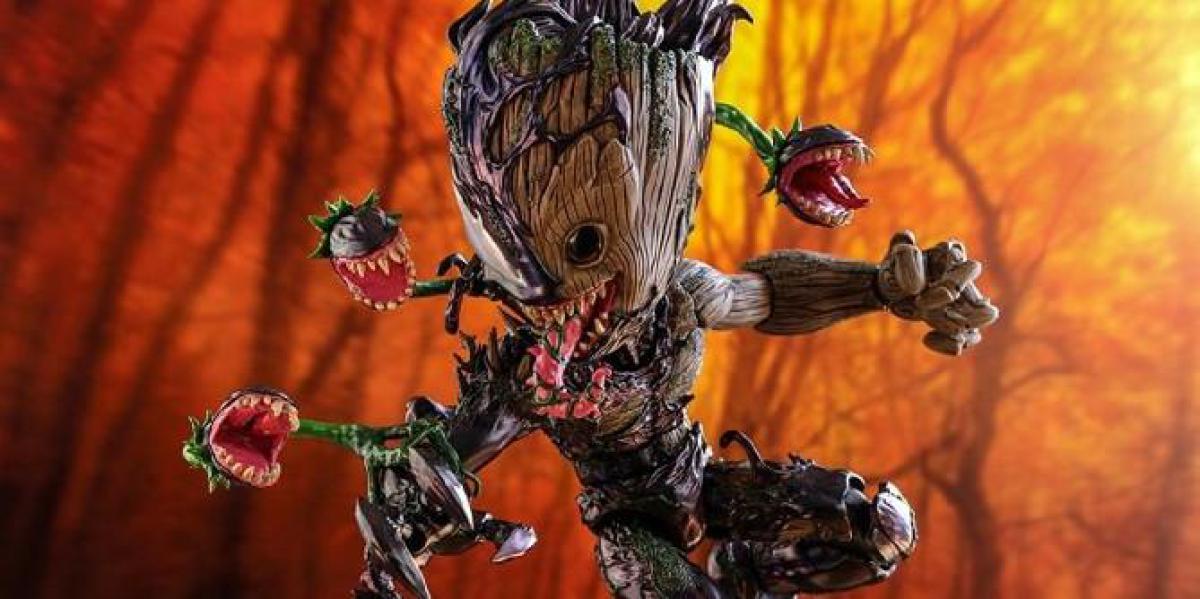 Baby Groot sendo envenenado pela Hot Toys