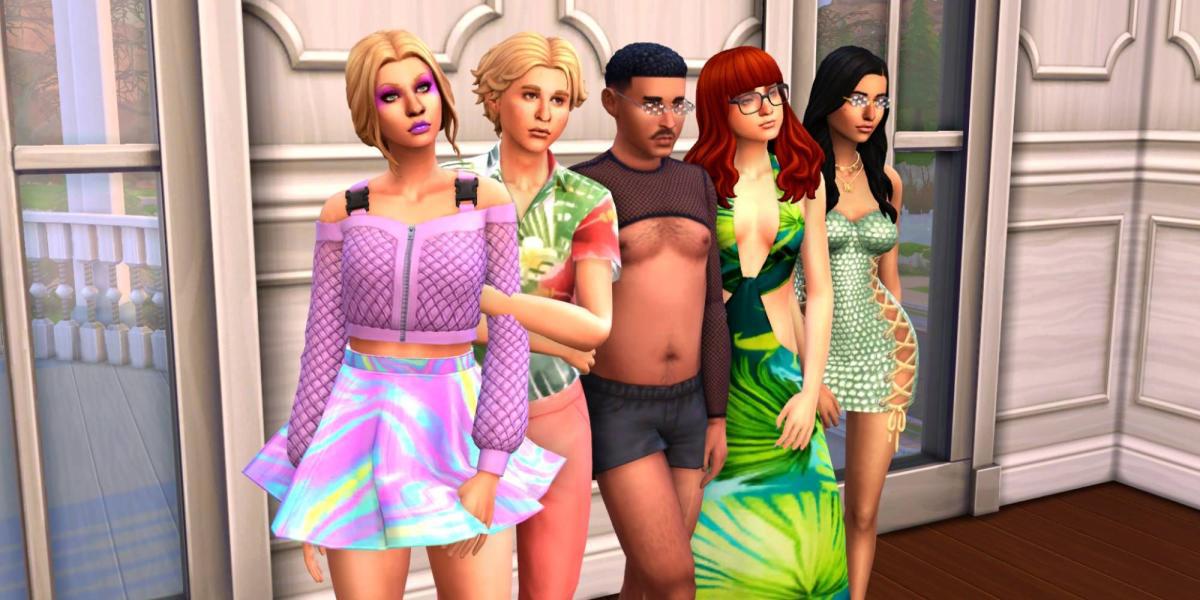 Cinco Sims exibindo as cores vivas do conjunto Novalicious CC