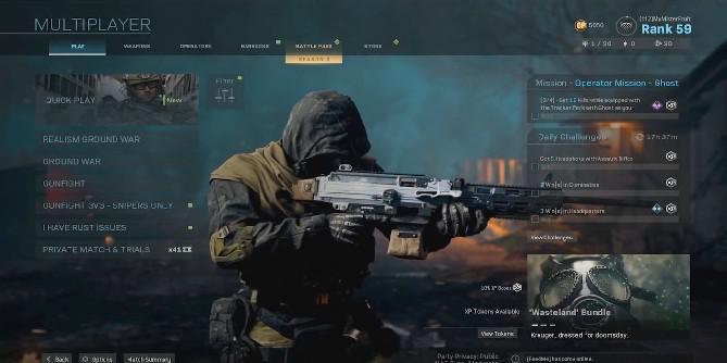 Call of Duty: Modern Warfare corrigirá a falha do menu de ponto verde