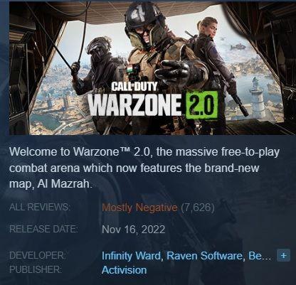 Call of Duty: Warzone 2 está sendo bombardeado em revisão