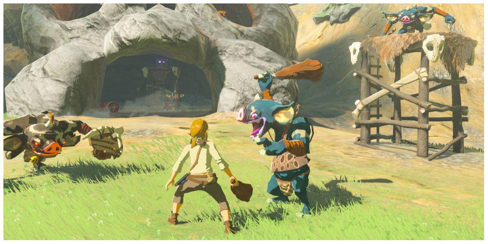 Link lutando contra bokoblins em Breath of the Wild