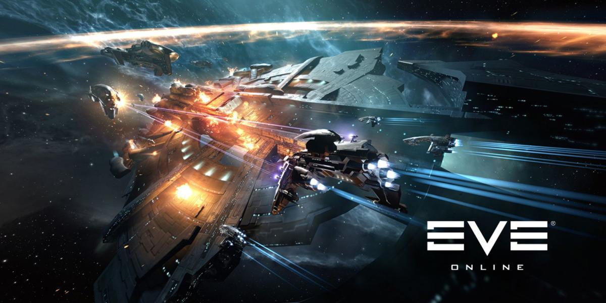 Batalha espacial entre naves em EVE Online