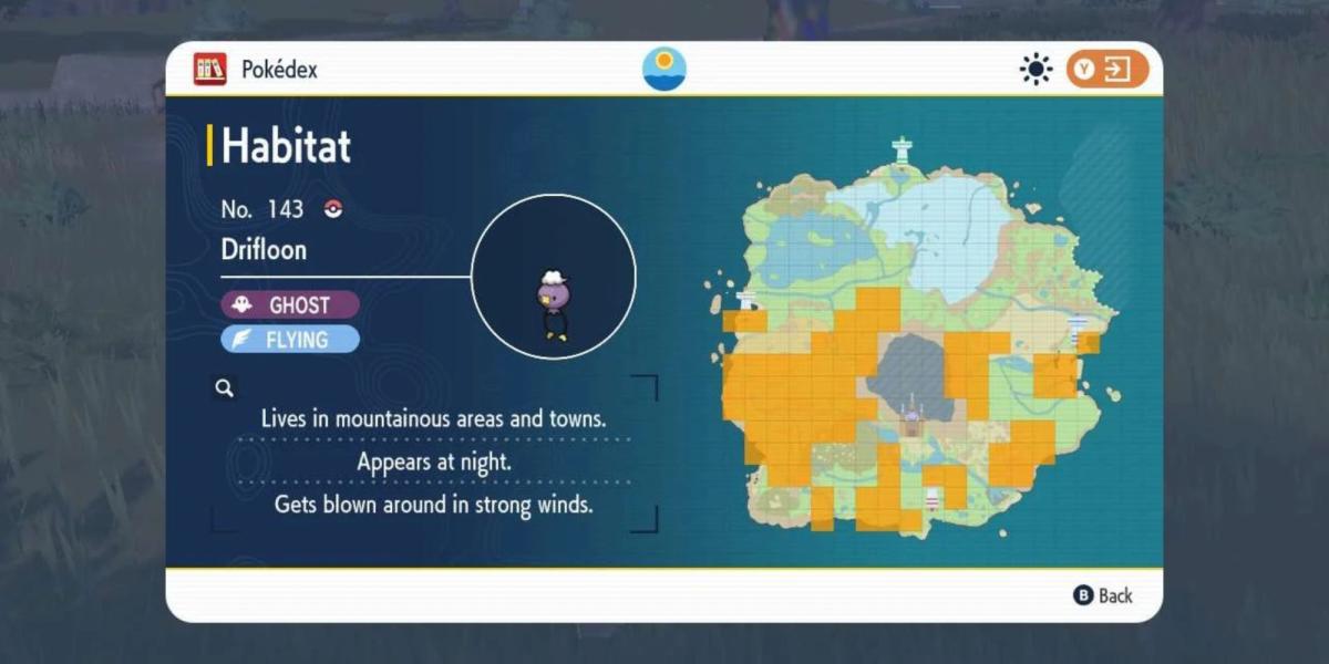 localização violeta escarlate Pokemon drifloon