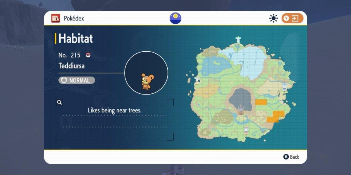 localização violeta escarlate Pokemon teddiursa