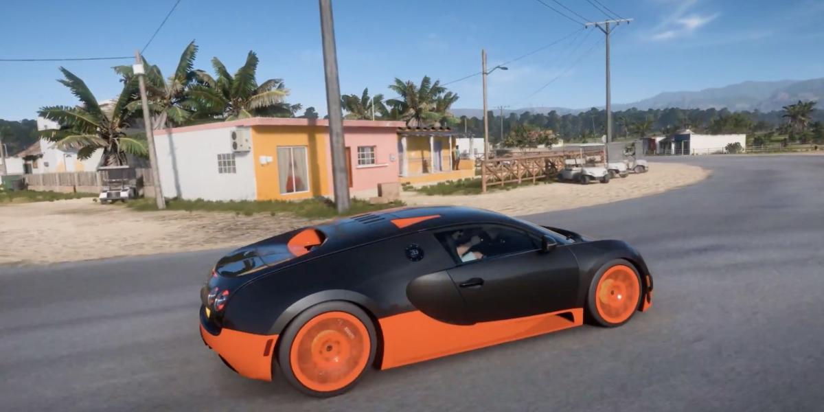 Forza Horizon 5 - Bugatti Veyron Super Sport - O jogador corre pelas ruas em um supercarro cheio de estilo