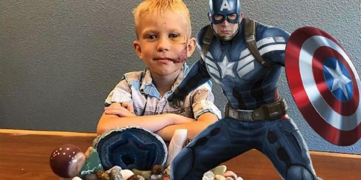 Chris Evans dá escudo do Capitão América para menino que salvou irmã de ataque de cachorro