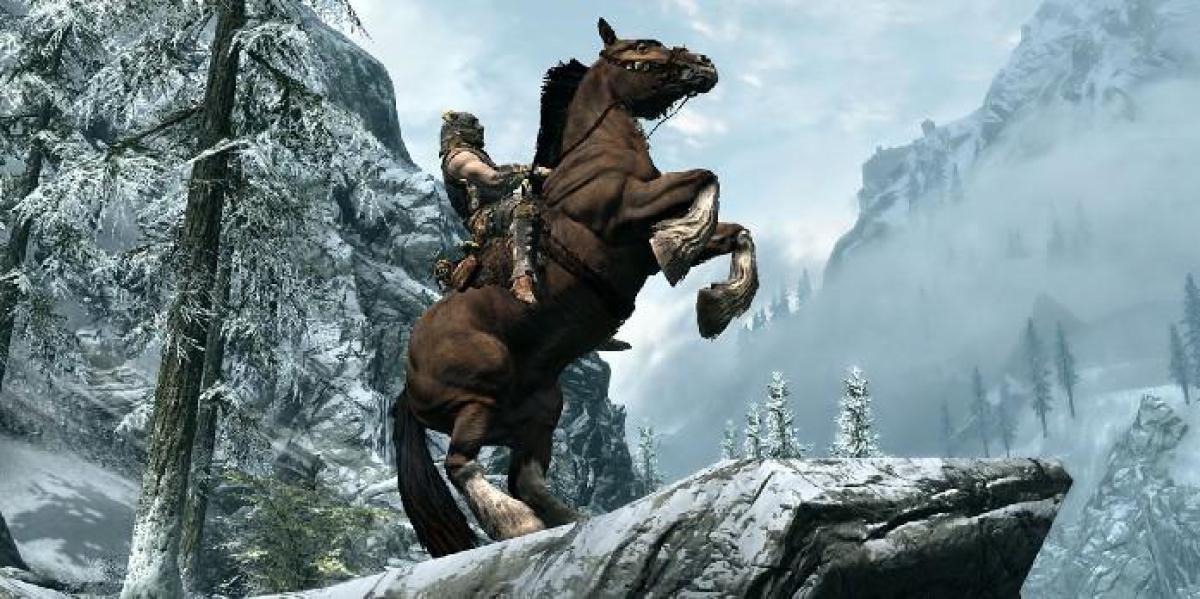 Clipe bizarro de Skyrim mostra cavalo voando para longe