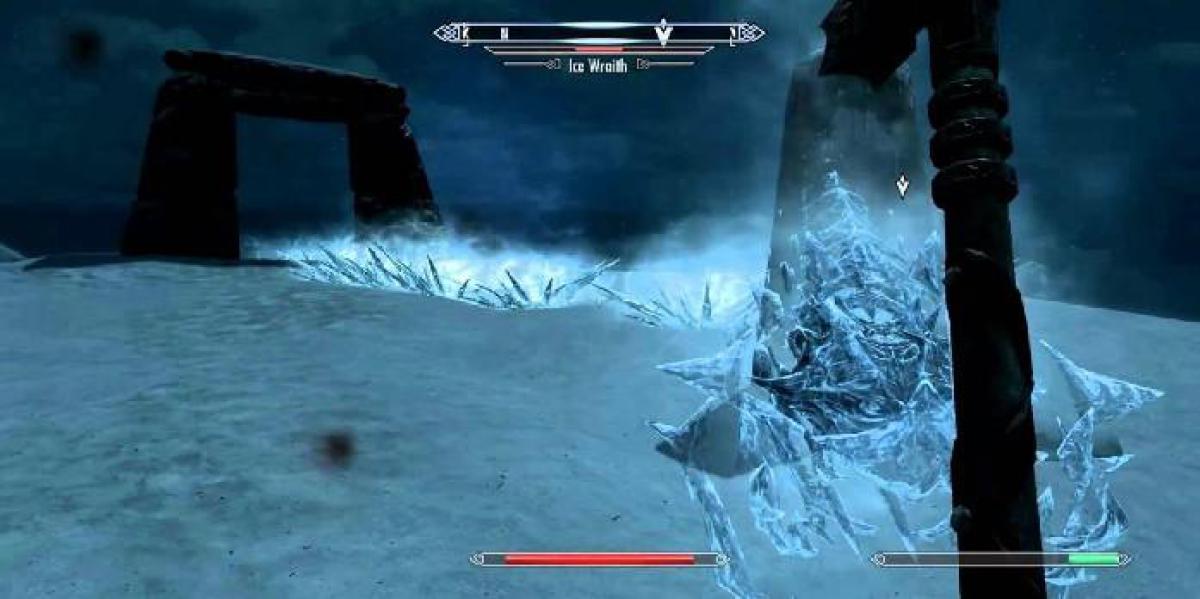 Clipe estranho de Skyrim mostra Ice Wraith usando escadas para alcançar o jogador