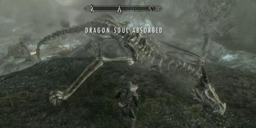 Clipe estranho de Skyrim mostra jogador absorvendo a alma do dragão antes de matá-lo
