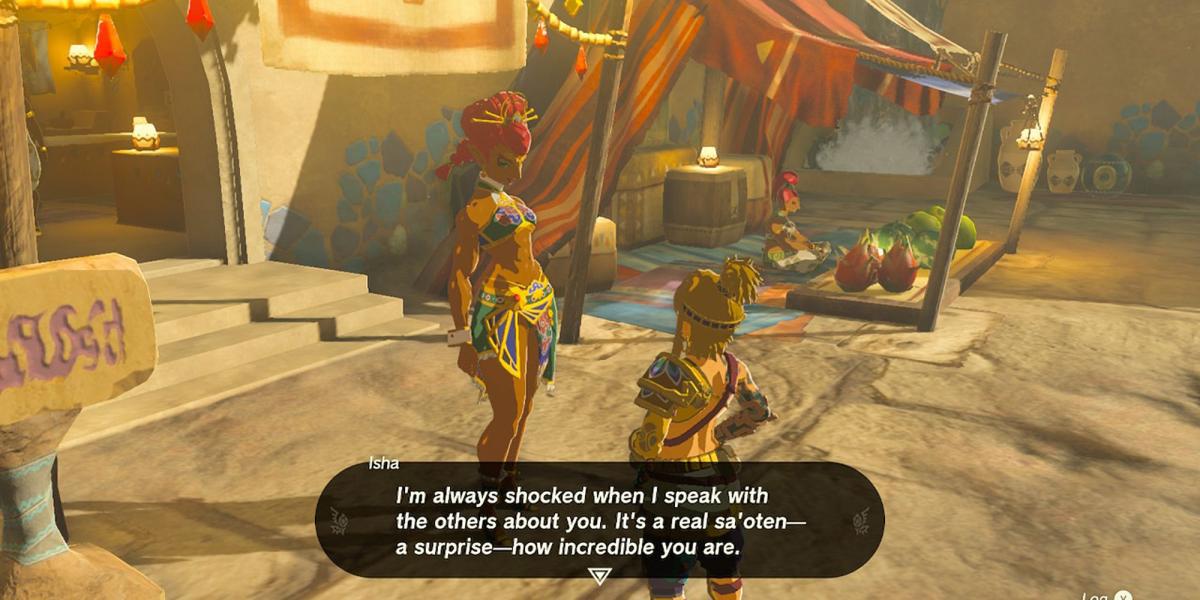Legend of Zelda Tears of the Kingdom - Conversando com Isha na cidade de Gerudo