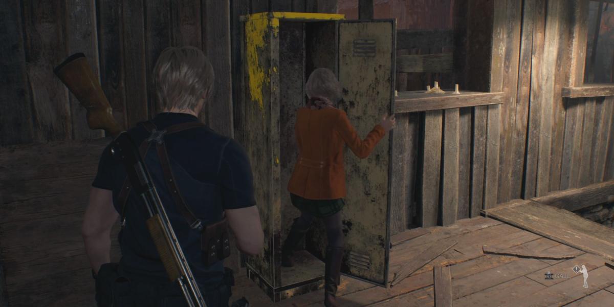 Ashley se esconde em um armário no remake de Resident Evil 4