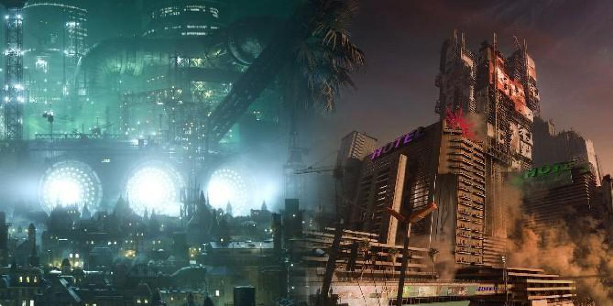 Comparando Midgar de Final Fantasy 7 Remake com Night City de Cyberpunk 2077