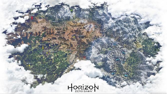 Comparando o mapa de Horizon: Zero Dawn com Skyrim