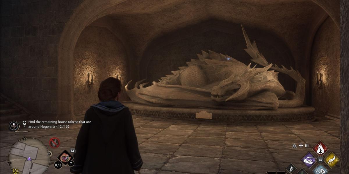 estátua do dragão daedaliano legado de hogwarts