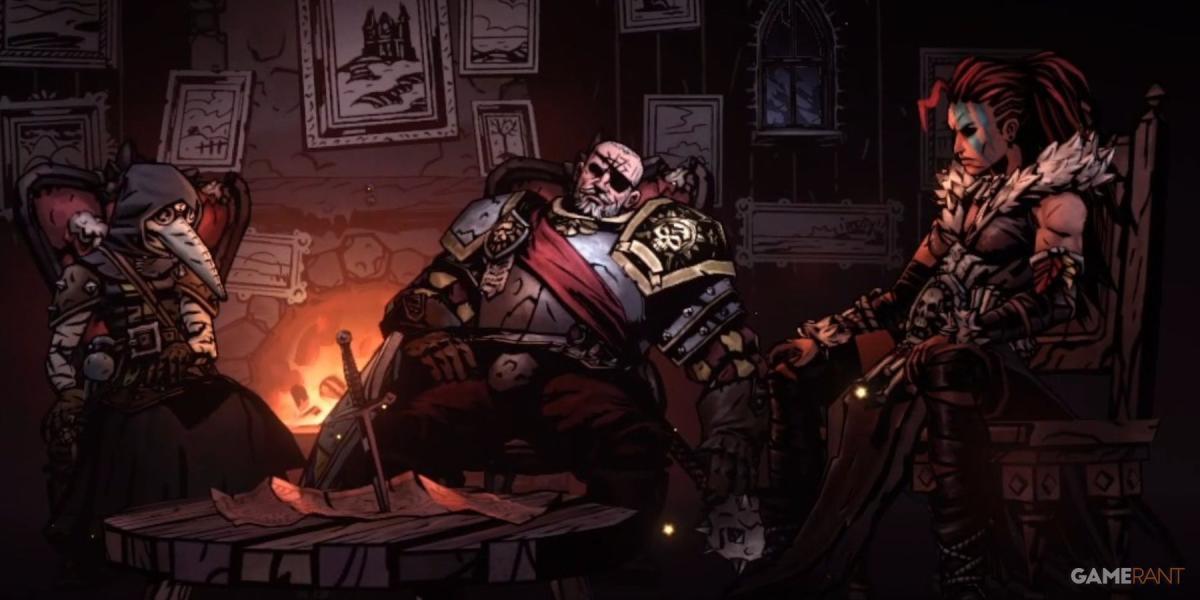 Darkest Dungeon 2 Man-At-Arms descansando na pousada