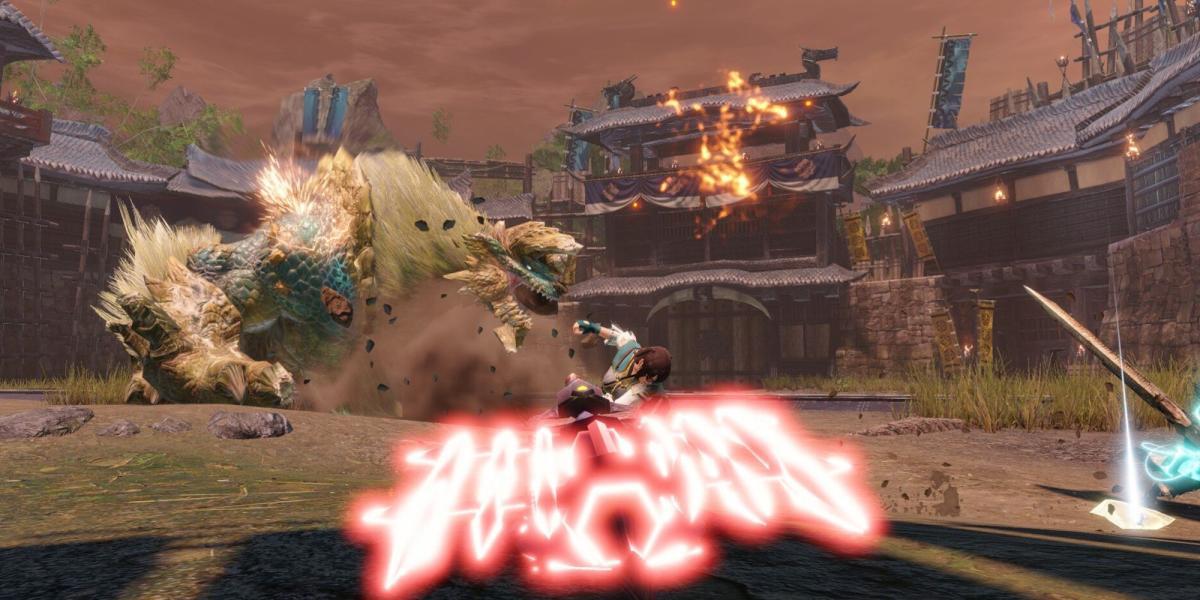 Monster Hunter Rise - Jogador Encerrando SAED Elemental Contra Zinogre na Arena
