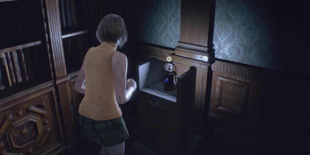 Ashley encontra uma lanterna no remake de Resident Evil 4