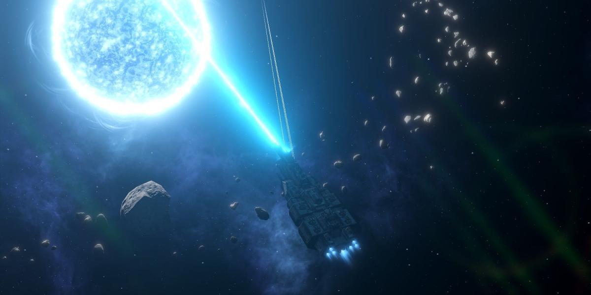 Stellaris Ancient Dreadnought em combate