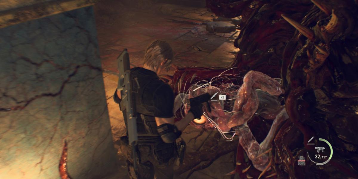 Resident Evil 4 Remake Batalha do chefe de Ramon Ataque de faca de Leon