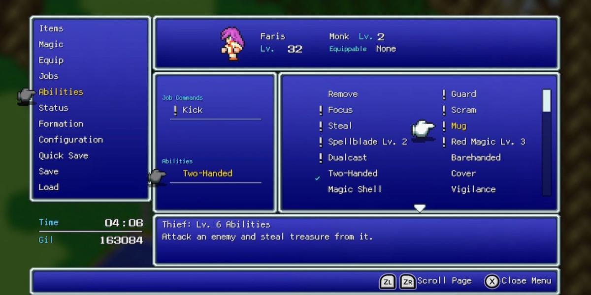 Habilidade de caneca em Final Fantasy 5