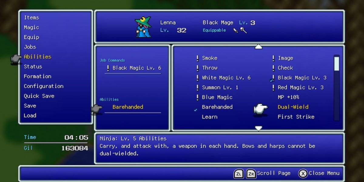 Habilidade Dual-Wield em Final Fantasy 5