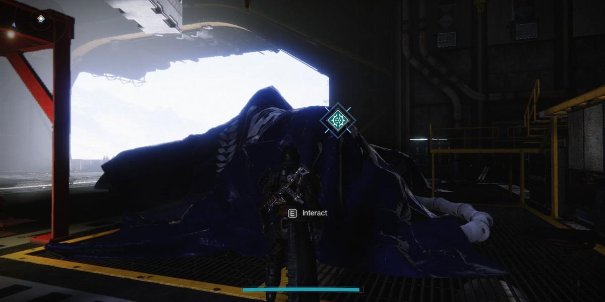 O navio Brazen Spark coberto no Hangar de Destiny 2