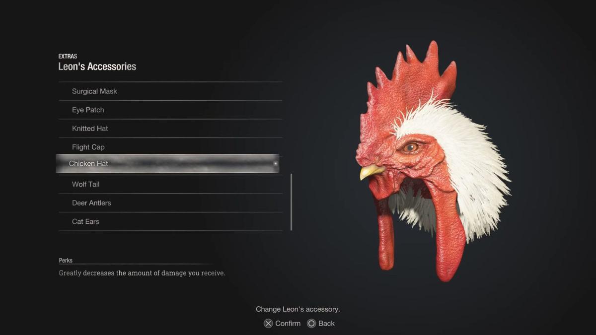 imagem mostrando o chapéu de galinha no remake de resident evil 4.