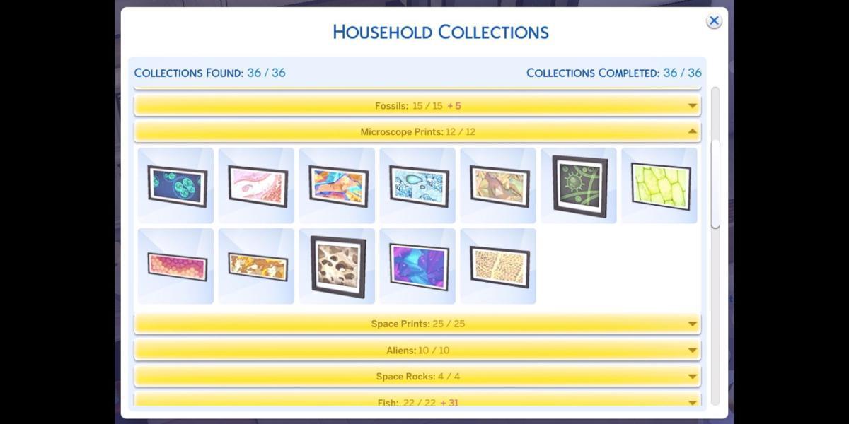 The Sims 4 Coleção de Impressões de Microscópio