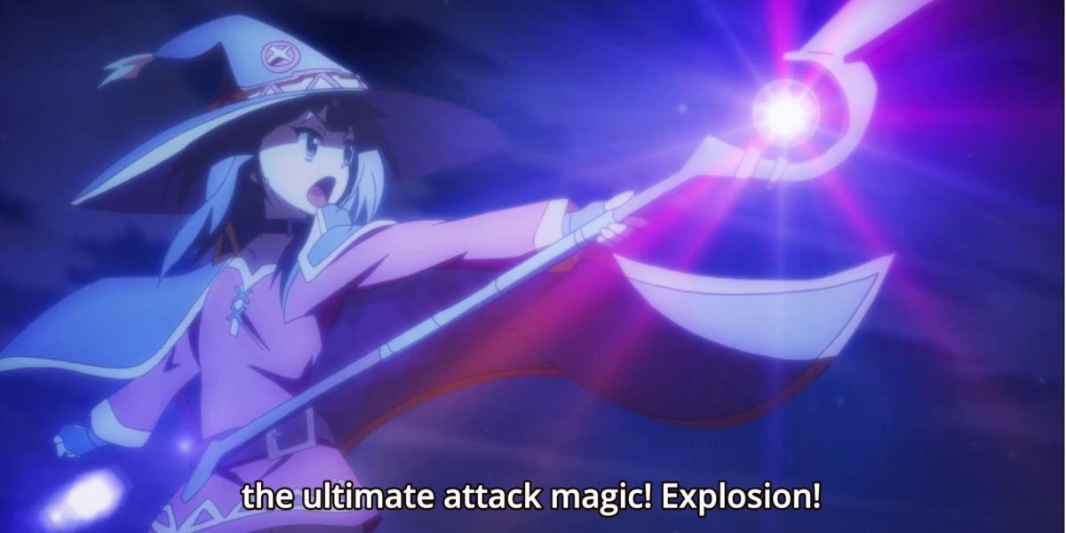 megumin usando magia de explosão