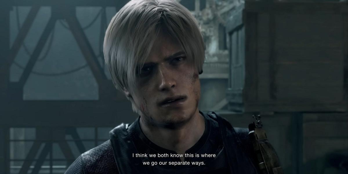 Leon se separando de Ada em Resident Evil 4.