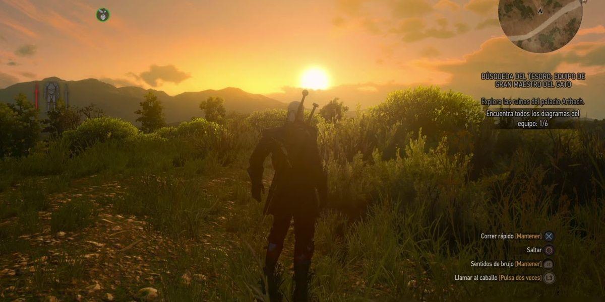 Geralt com o pôr do sol.