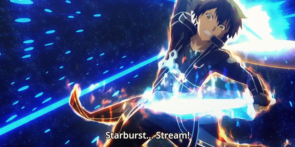 Kirito realizando Starburst Stream